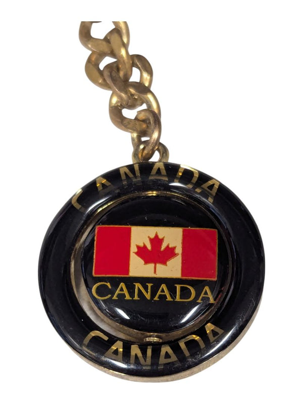 Vintage Canada Flag Flio Spin Metal Key Ring Chain