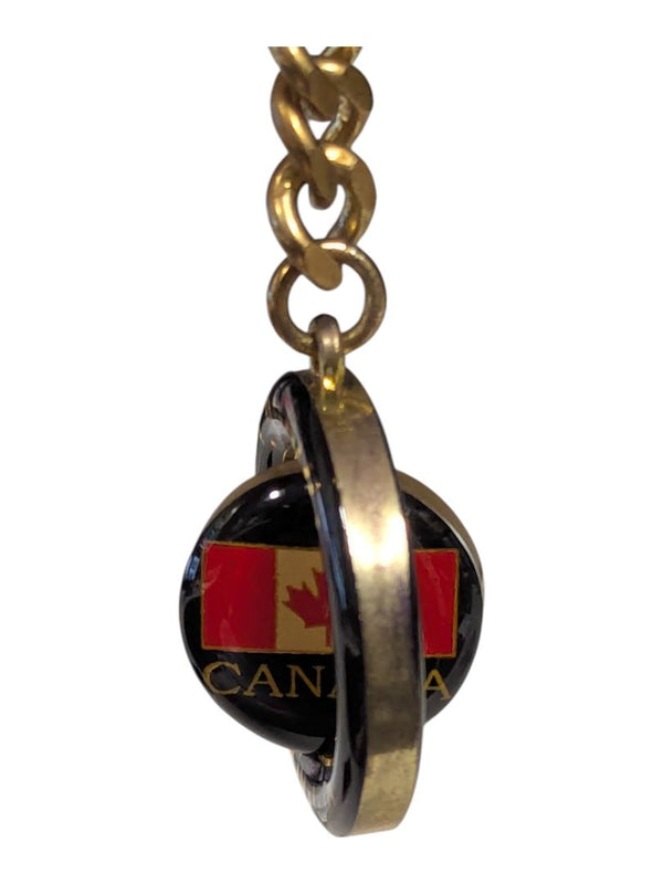 Vintage Canada Flag Flio Spin Metal Key Ring Chain
