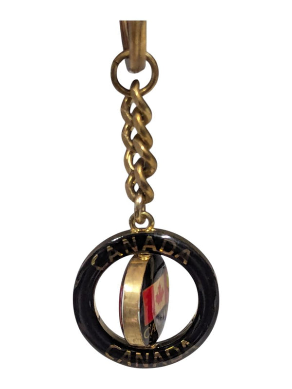 Vintage Canada Flag Flio Spin Metal Key Ring Chain