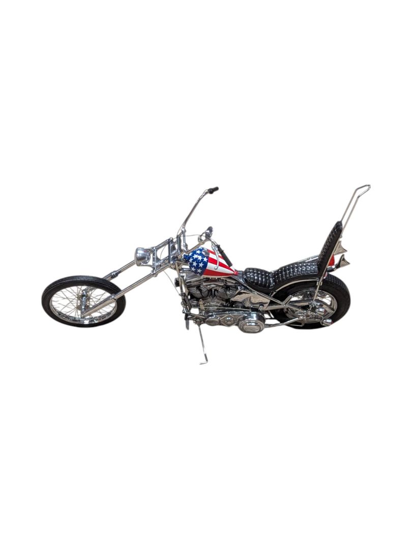 Franklin Mint Harley Davidson Easy Rider Chopper 1:10 Model w/ Display Case, Helmet