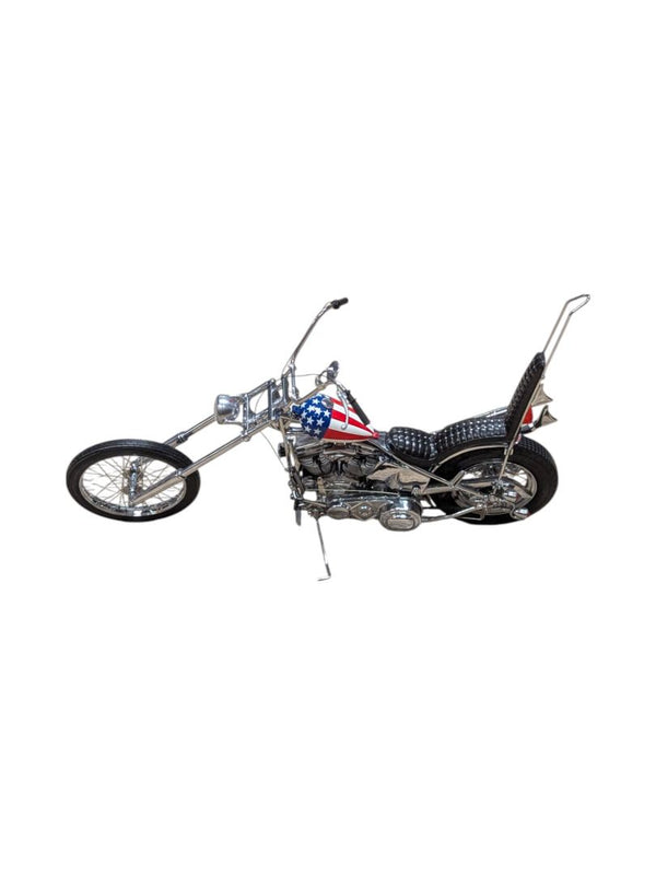 Franklin Mint Harley Davidson Easy Rider Chopper 1:10 Model w/ Display Case, Helmet