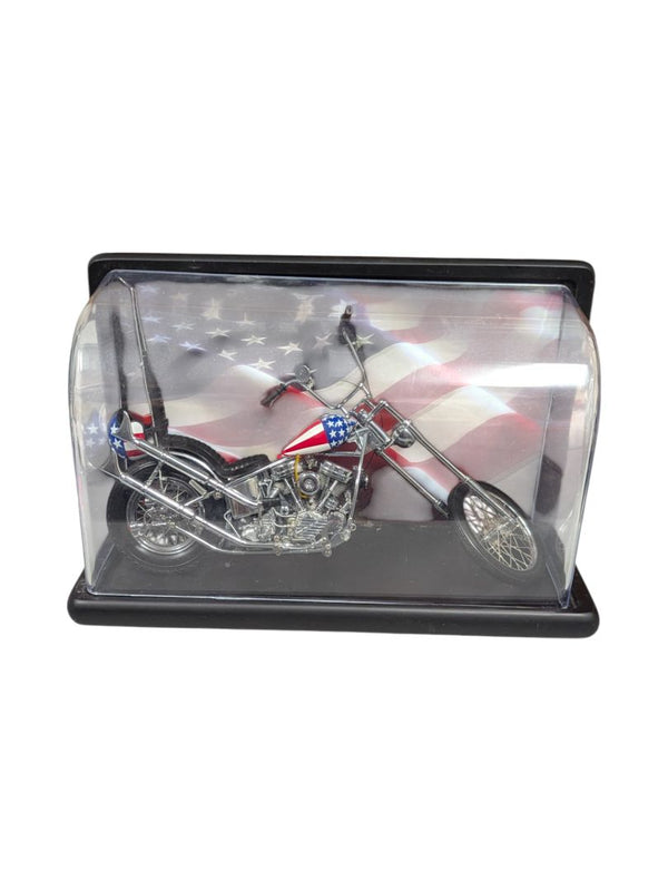 Franklin Mint Harley Davidson Easy Rider Chopper 1:10 Model w/ Display Case, Helmet