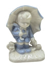 Kid w/ Umbrella Porcelain Figurine