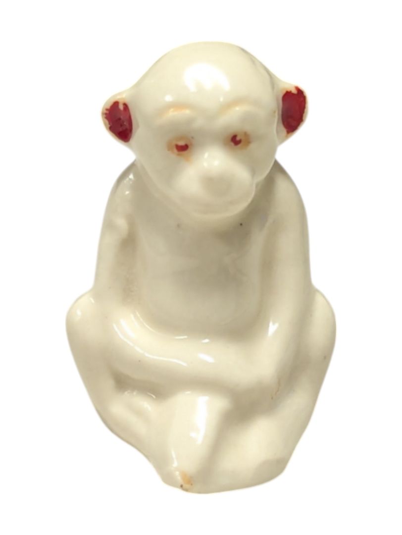Small White Monkey Porcelain Figurine