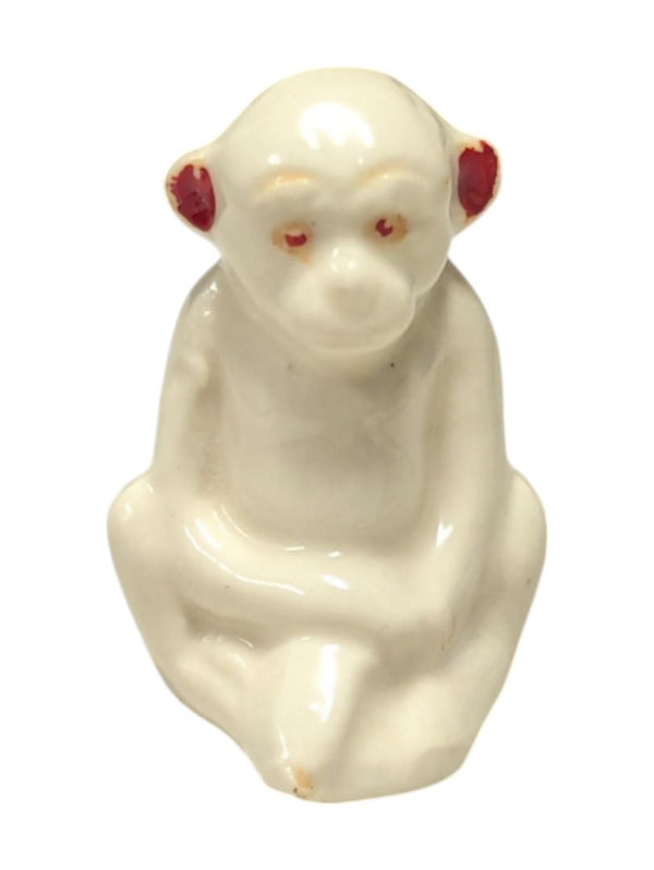 Small White Monkey Porcelain Figurine