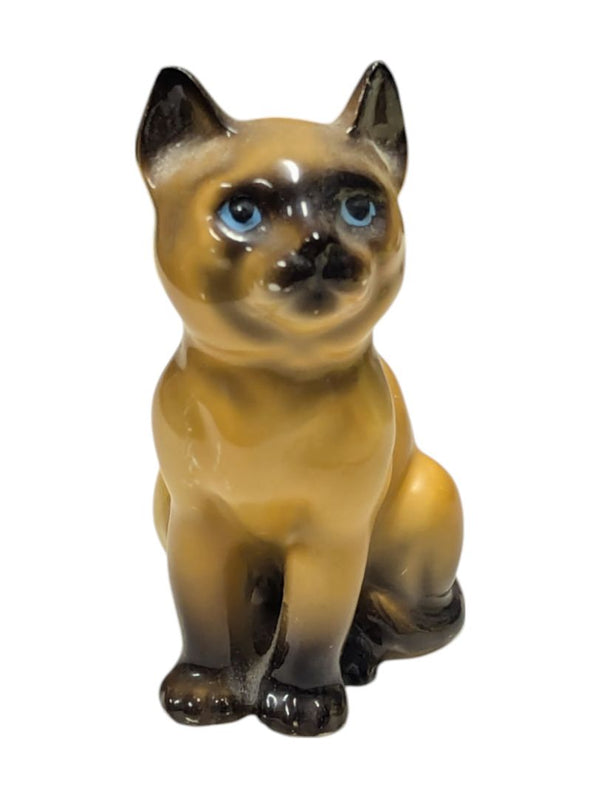 Brown Cat w/ Blue Eyes Figurine