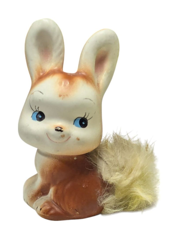 Bunny Figurine w/ Fur Tail