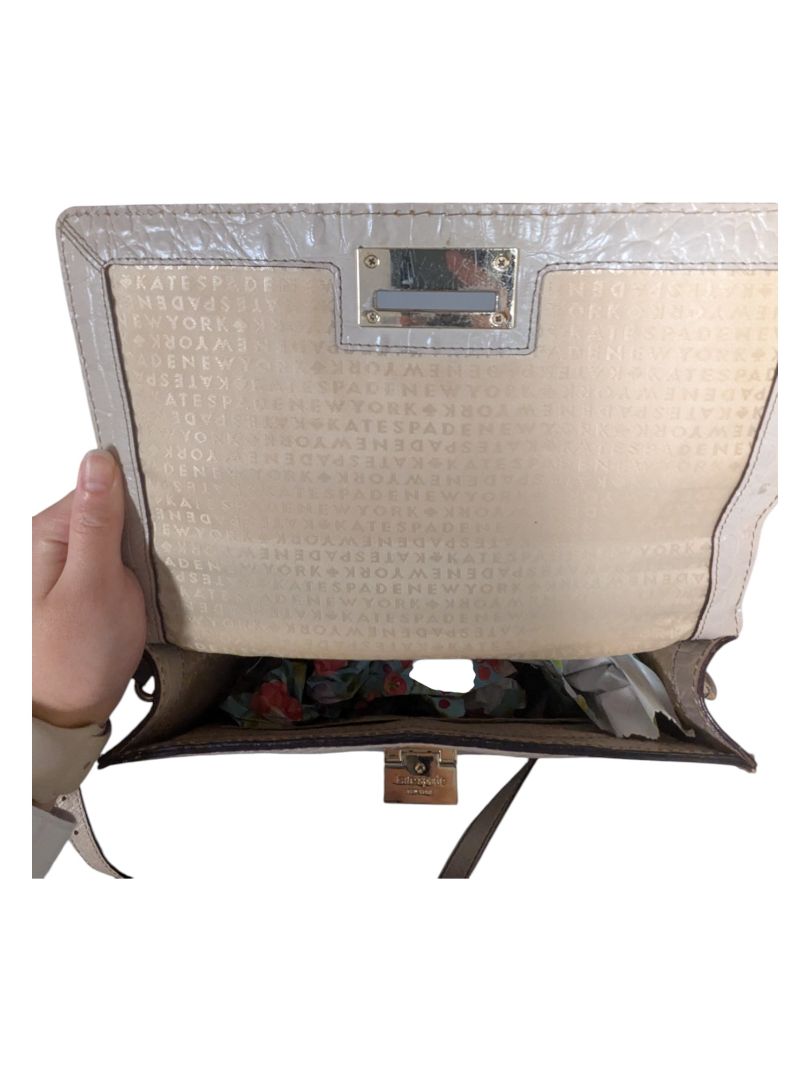 Kate Spade Orchard Valley Oatmeal Croc Embossed Leather Crossbody Bag