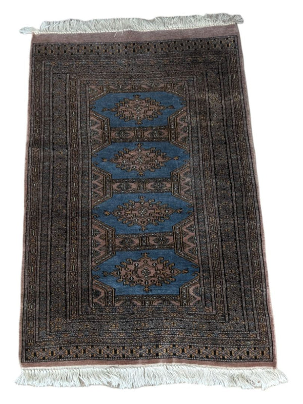 Vintage Afghan Style Fringed Rug 2.5' x 4 Rug