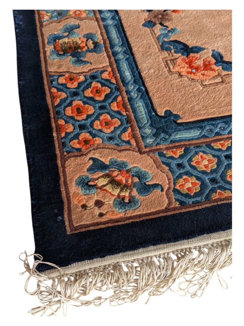 Vintage Chinese Art Deco Fringed 3' x 5' Rug