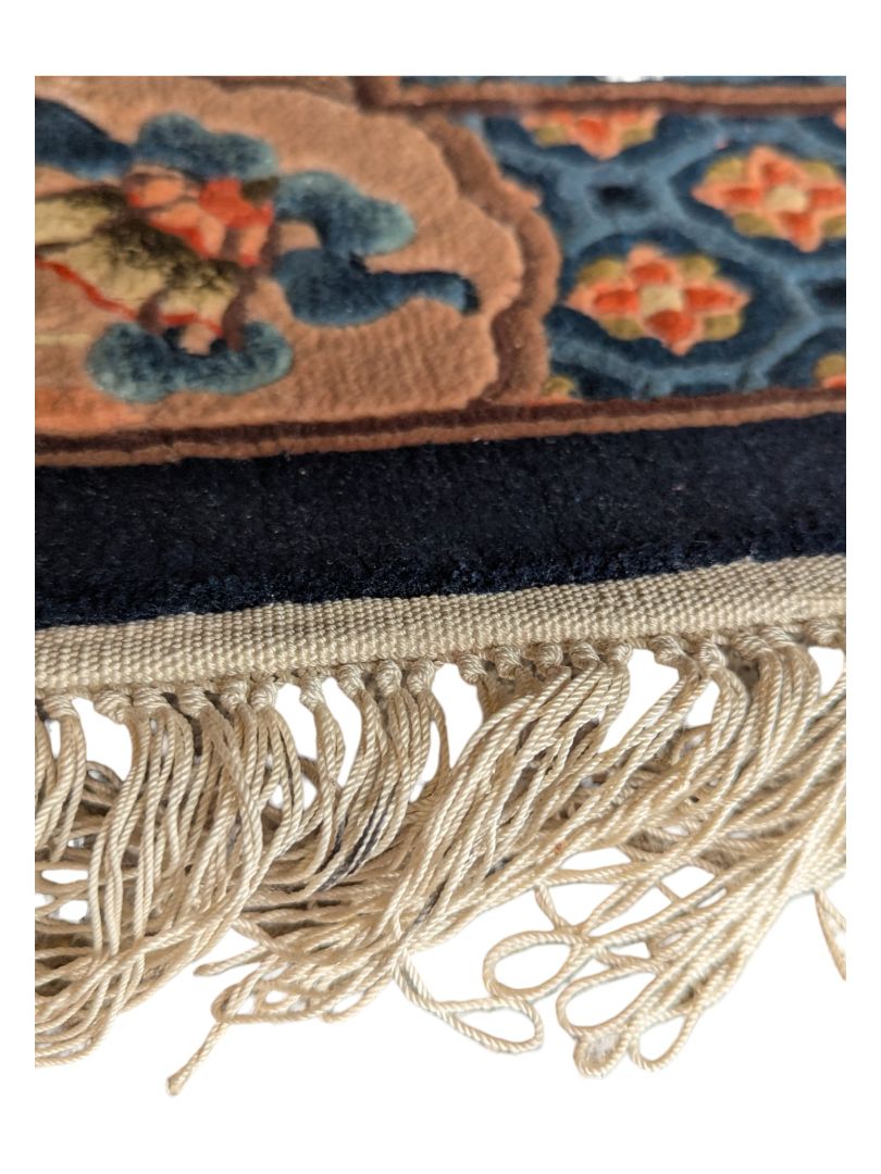 Vintage Chinese Art Deco Fringed 3' x 5' Rug