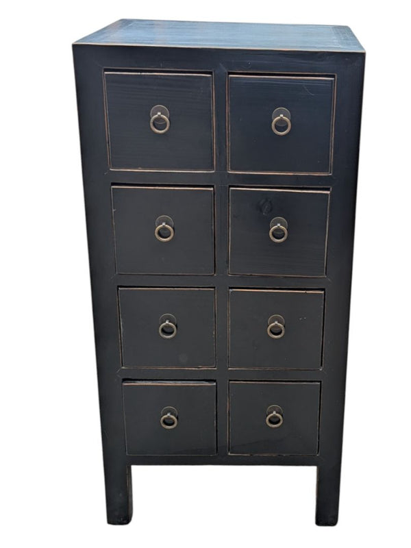 Vintage Black Wooden Apothecary-Style Chest Drawer/ Dresser
