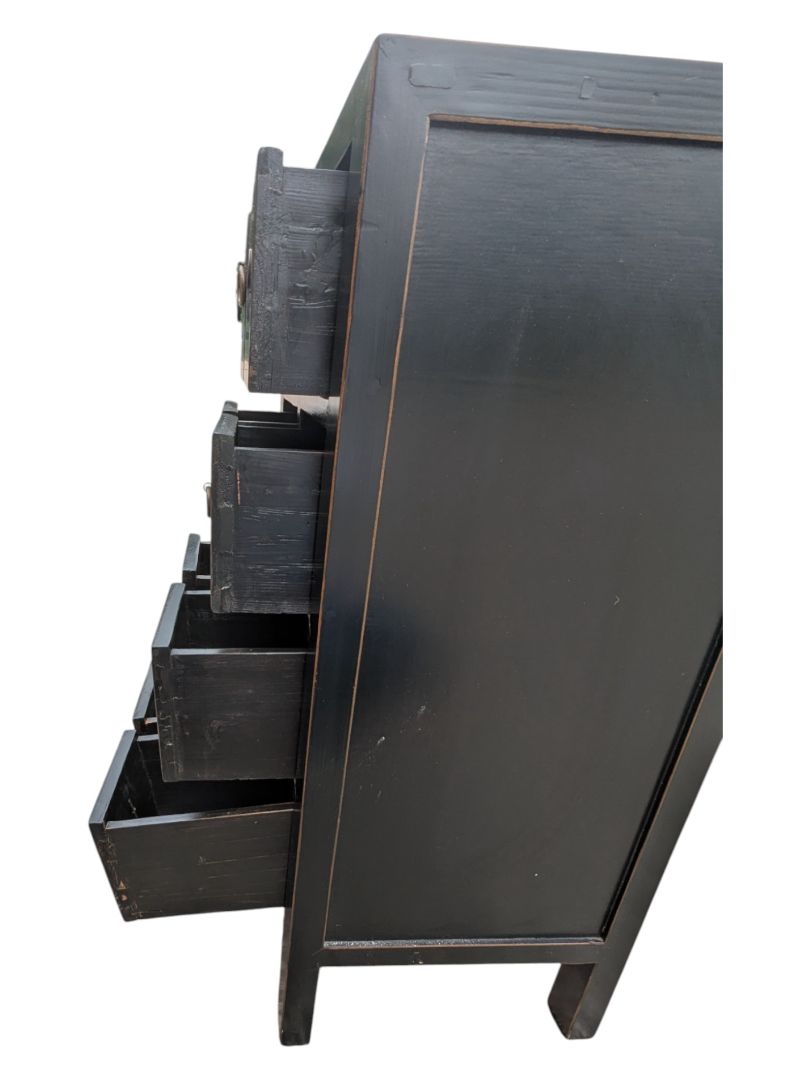 Vintage Black Wooden Apothecary-Style Chest Drawer/ Dresser