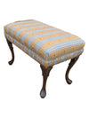 Victorian Style Wood Stool in Yellow Fannel Fabric