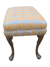Victorian Style Wood Stool in Yellow Fannel Fabric