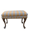 Victorian Style Wood Stool in Yellow Fannel Fabric