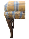 Victorian Style Wood Stool in Yellow Fannel Fabric