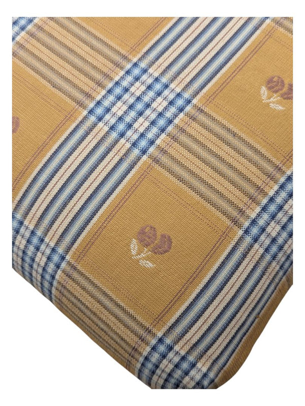Victorian Style Wood Stool in Yellow Fannel Fabric