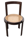 Round Wooden Chair with Wicker Weave Seat