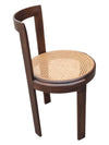 Round Wooden Chair with Wicker Weave Seat