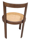 Round Wooden Chair with Wicker Weave Seat