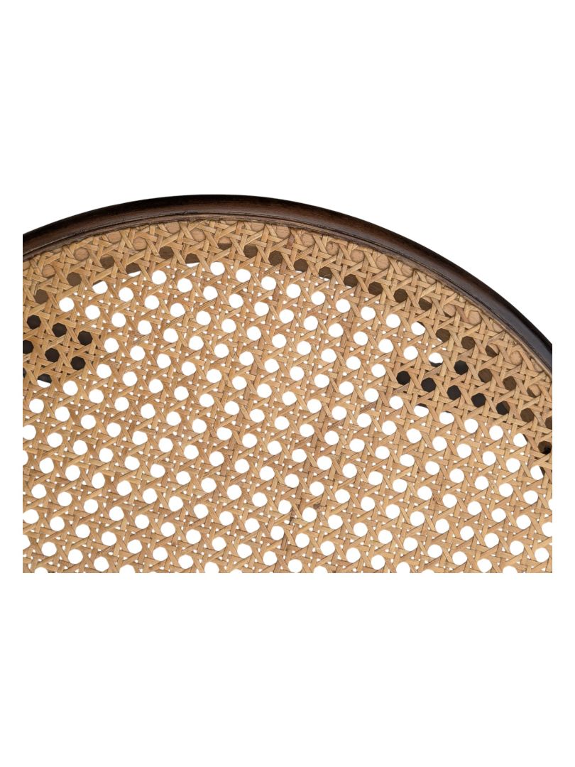 Round Wooden Chair with Wicker Weave Seat