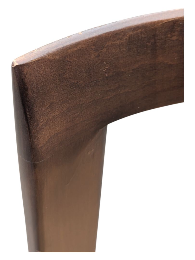 Round Wooden Chair with Wicker Weave Seat