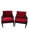 Set of Two Wooden Chairs with Velvet Cushions