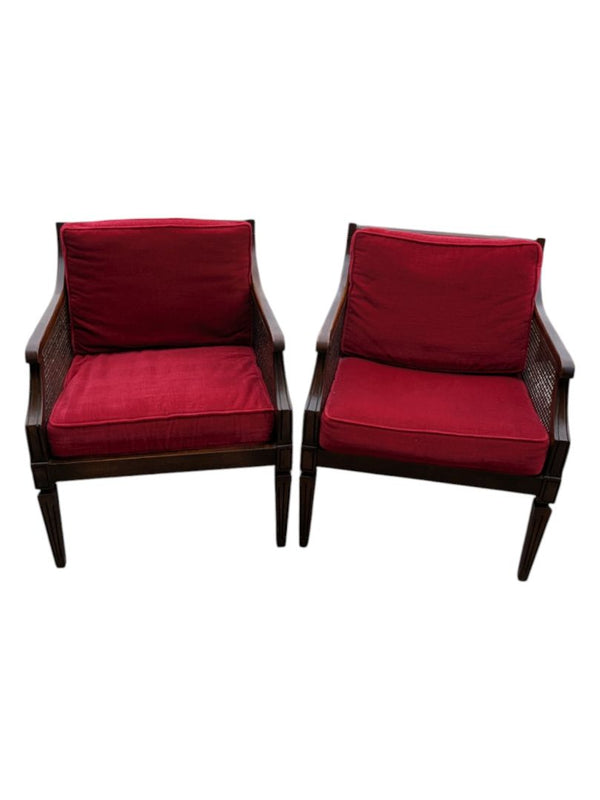 Set of Two Wooden Chairs with Velvet Cushions