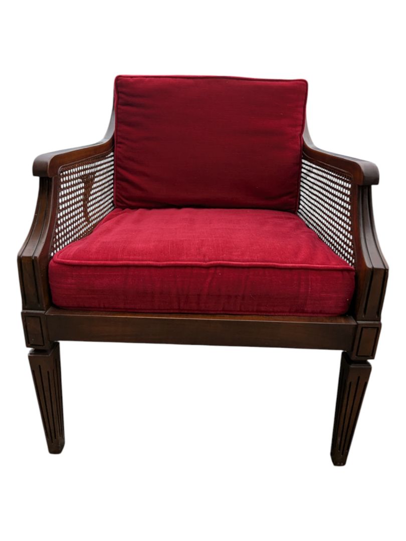 Set of Two Wooden Chairs with Velvet Cushions