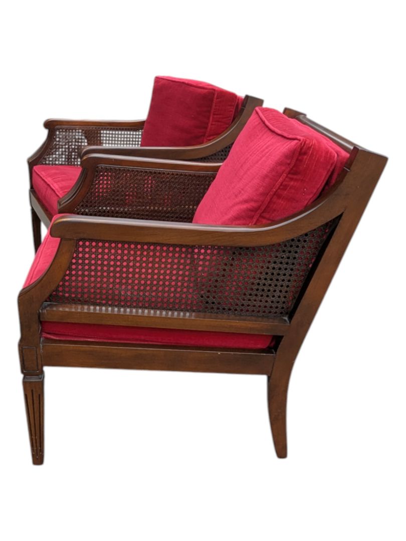 Set of Two Wooden Chairs with Velvet Cushions