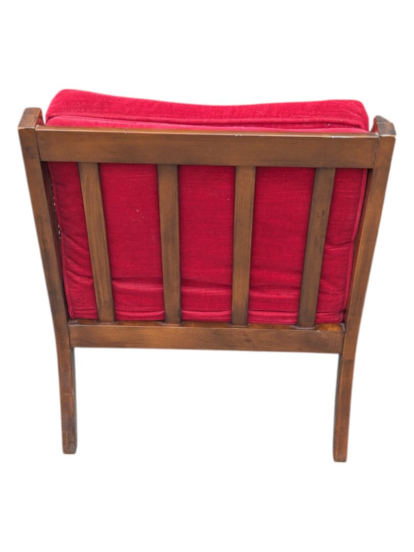 Set of Two Wooden Chairs with Velvet Cushions