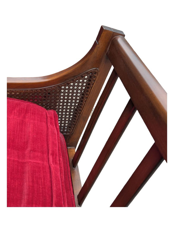 Set of Two Wooden Chairs with Velvet Cushions