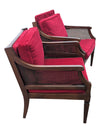 Set of Two Wooden Chairs with Velvet Cushions