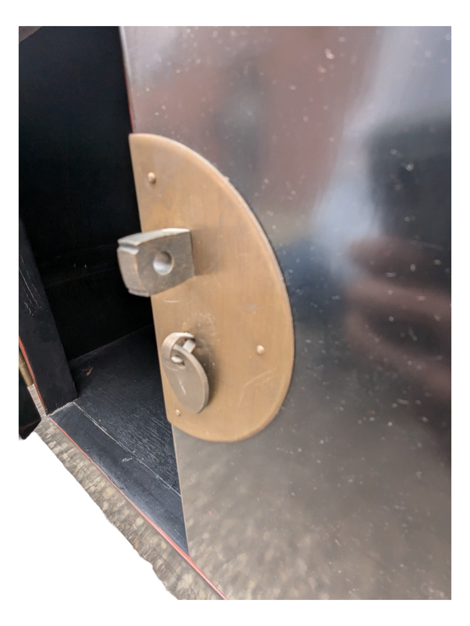 Black Lacquered Wood Credenza w/ Chinese Brass Hardware