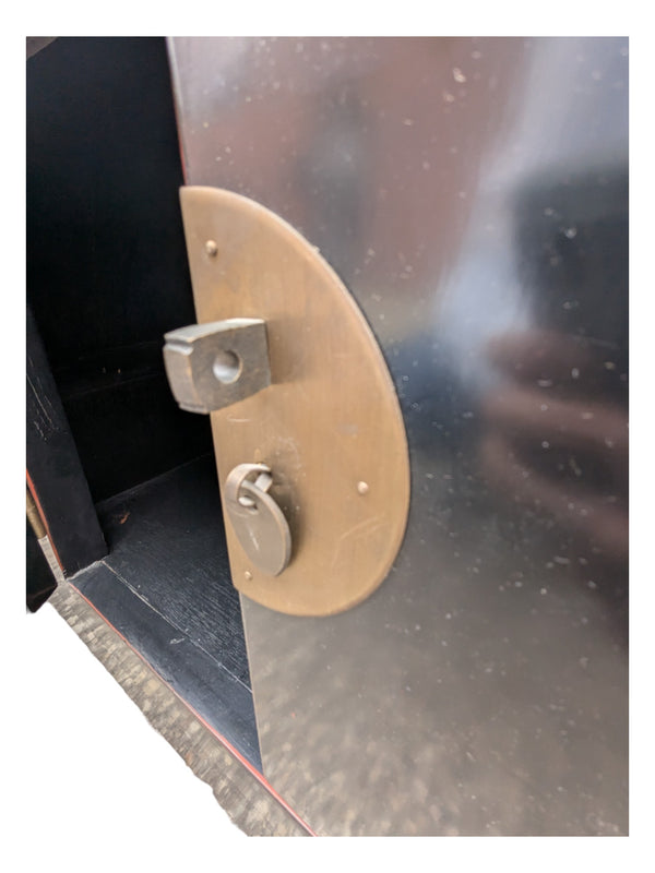 Black Lacquered Wood Credenza w/ Chinese Brass Hardware