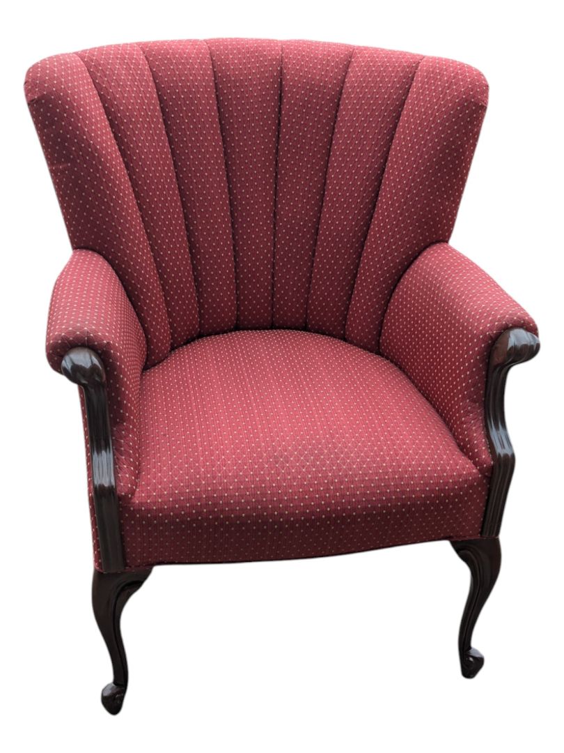 Burgundy VIntage Upholstered Wingback Arm Chair