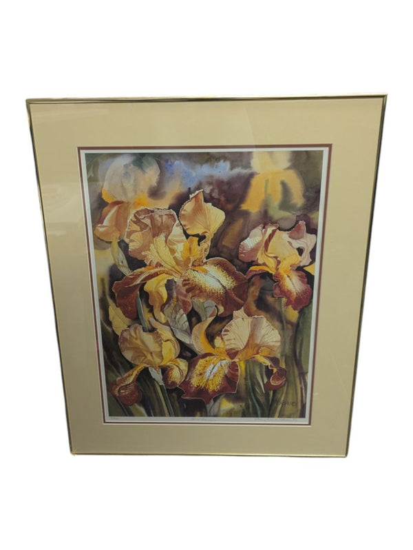 Framed Mary Dawn Robert Iris Painting Signed Print