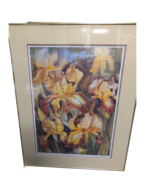 Framed Mary Dawn Robert Iris Painting Signed Print