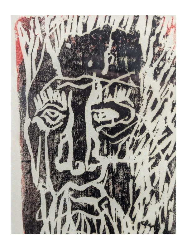 "Gassem" Linocut of an Elderly Man Painting by June Cullina
