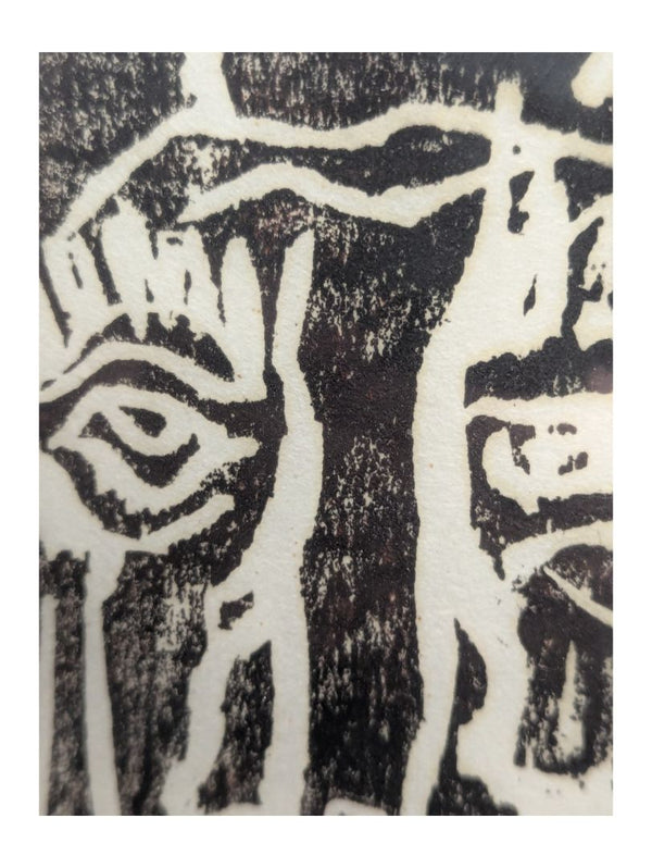 "Gassem" Linocut of an Elderly Man Painting by June Cullina