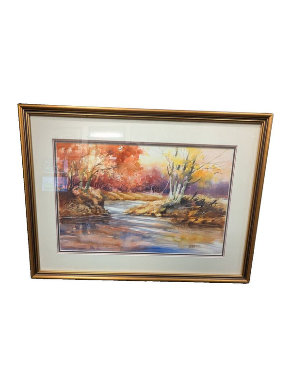 Arte Cunanan (1991) – Autumn River Landscape – Original Watercolor