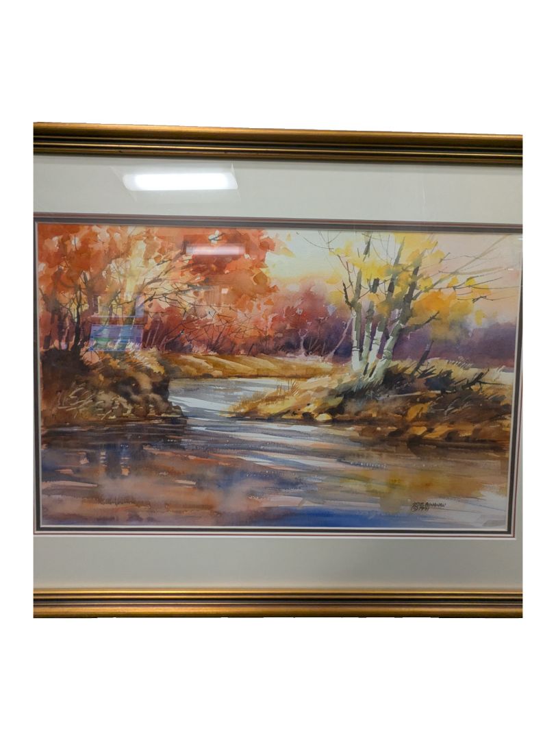 Arte Cunanan (1991) – Autumn River Landscape – Original Watercolor