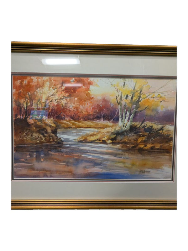 Arte Cunanan (1991) – Autumn River Landscape – Original Watercolor