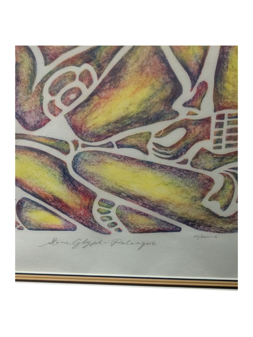 Home Glyph Palangue Rubbing Painting Print by Carlos Balam