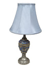 Vintage Italian Style Table Lamp Steel Stand with/ Blue Glass Pattern