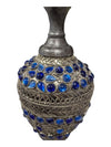 Vintage Italian Style Table Lamp Steel Stand with/ Blue Glass Pattern