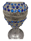 Vintage Italian Style Table Lamp Steel Stand with/ Blue Glass Pattern