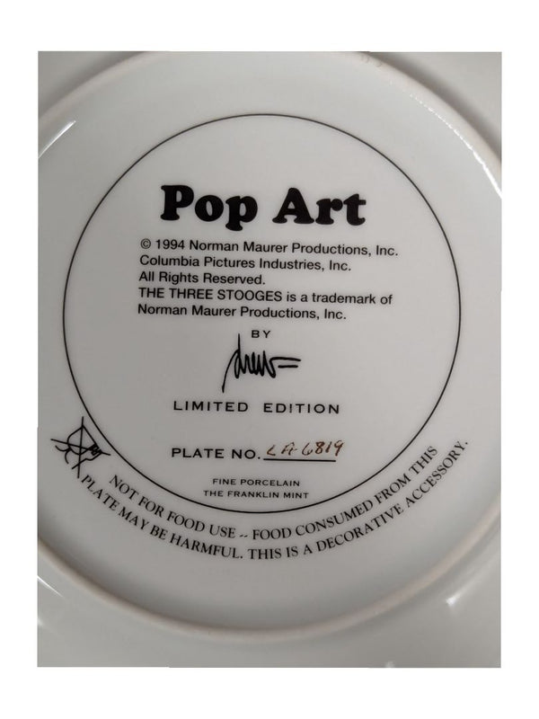 Pop Art "The Three Stooges" Franklin Mint Collectable Plate