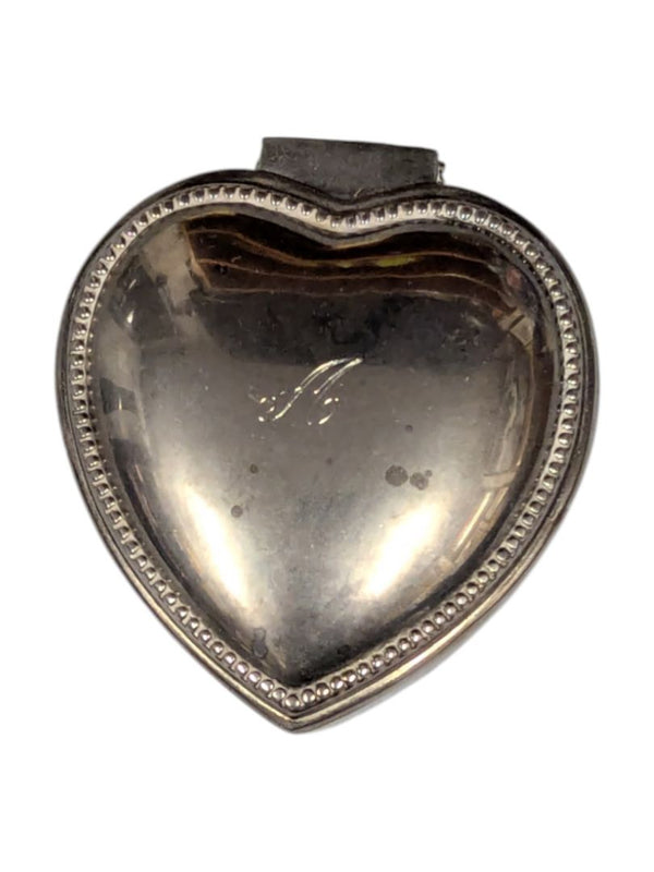 Vintage Silvertone Heart Shape Jewelry Box